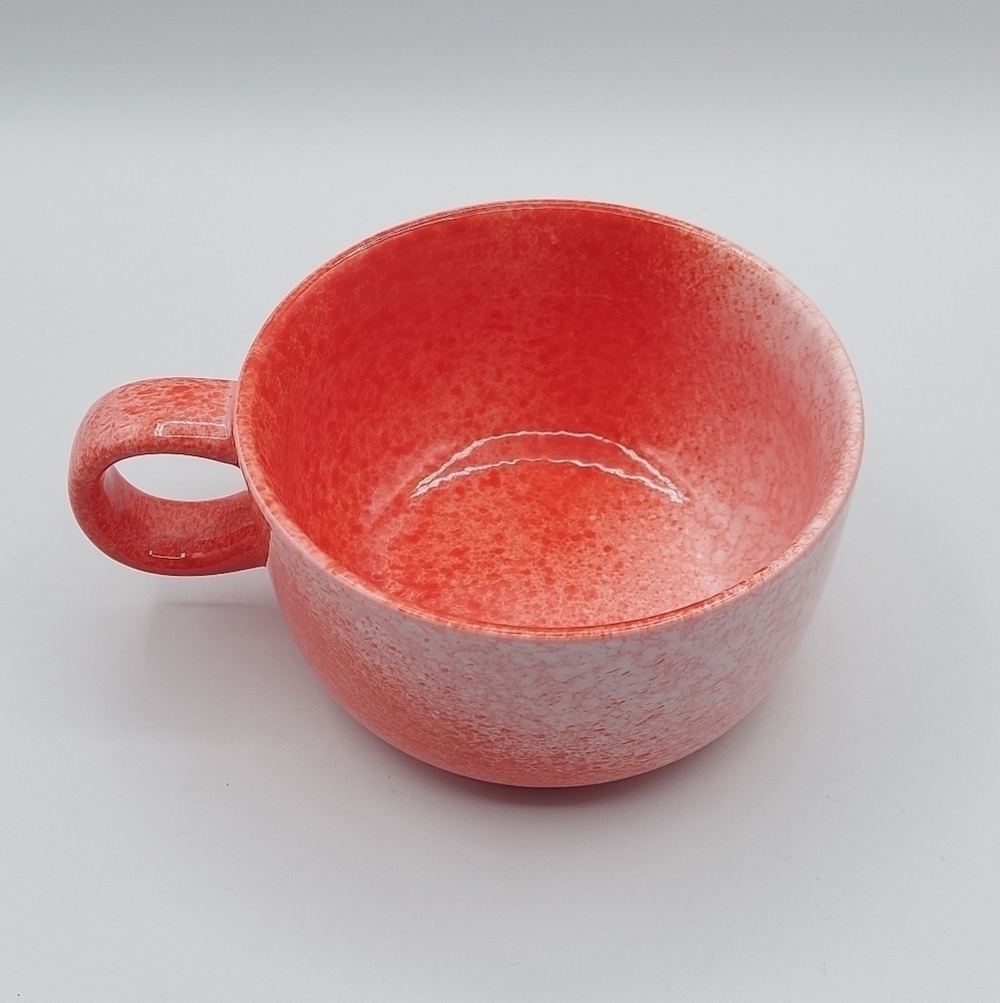 Starbucks Holiday 2020 Coral / Red Speckle Ceramic Mug Soup Bowl 16oz - Picture 2 of 7